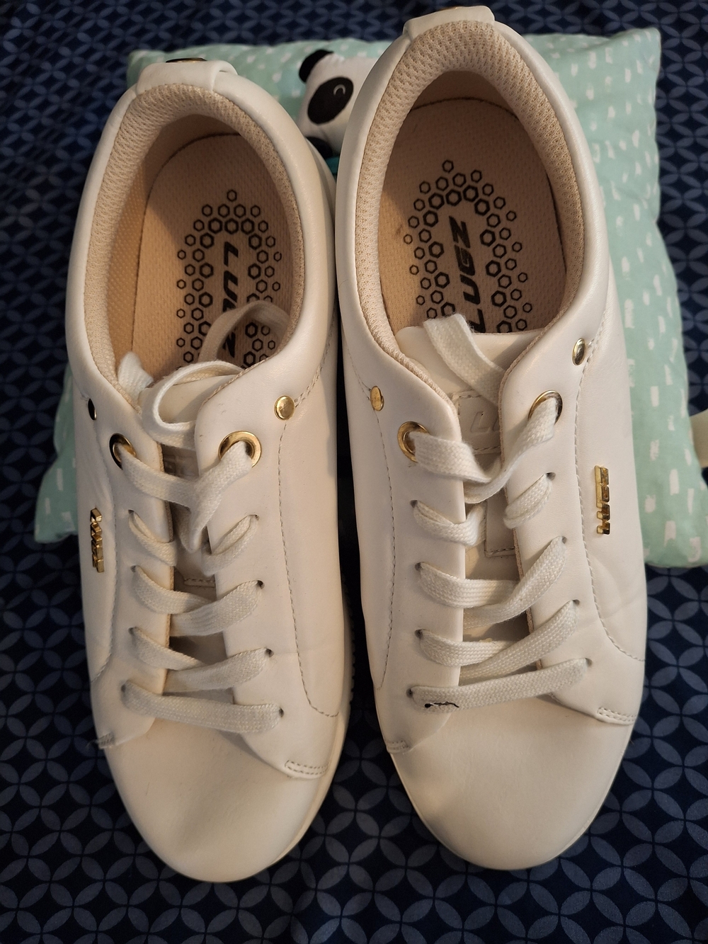 Lugz Women's White Low-Top Sneakers with Gold Accents